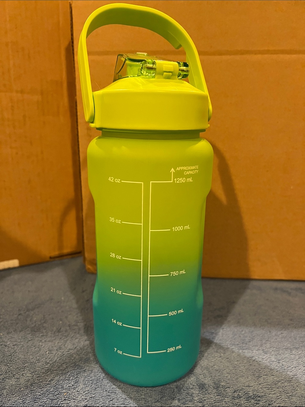 Ombre Green to Teal Water Bottle with Flip Lid